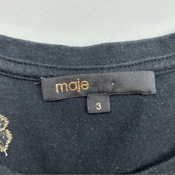 Maje Terence embroidered cotton t-shirt black/gold - Picture 4 of 12